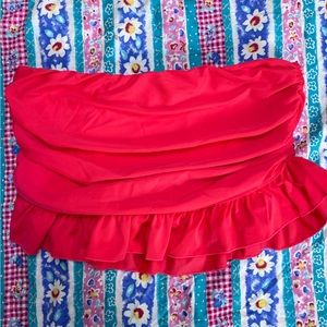 Red Coral Bikini Ruffle Skirt